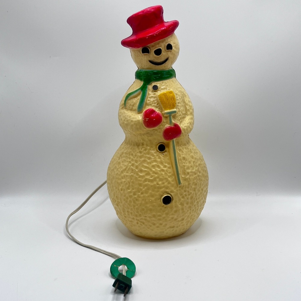 Vintage Christmas Snowman Tabletop Light Union Products Blow Mold 29470